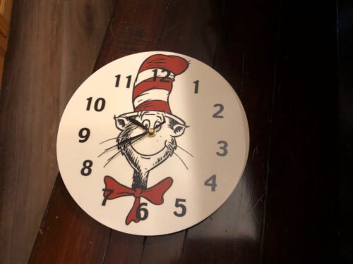 Trend Lab Cat In The Hat Circular Wall Clock 11" -Used