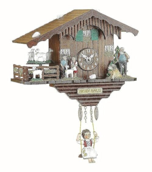 Trenkle Kuckulino Black Forest Clock Swiss House with Turning Goats, Quartz M...