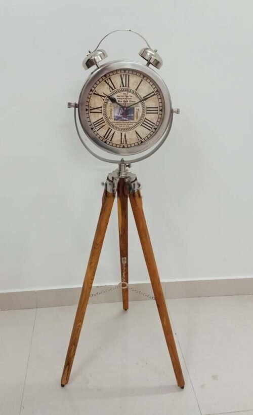 Tripod Floor Clock Wooden Tripod Office Clock Adjustable Room Decor Clock Floor