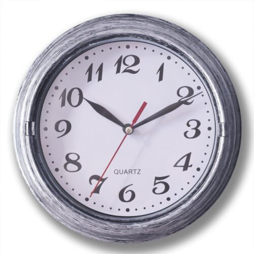 Ts 8 Inch Silent Small Quartz Wall Clocks Battery Operated In Silver For Bathroo