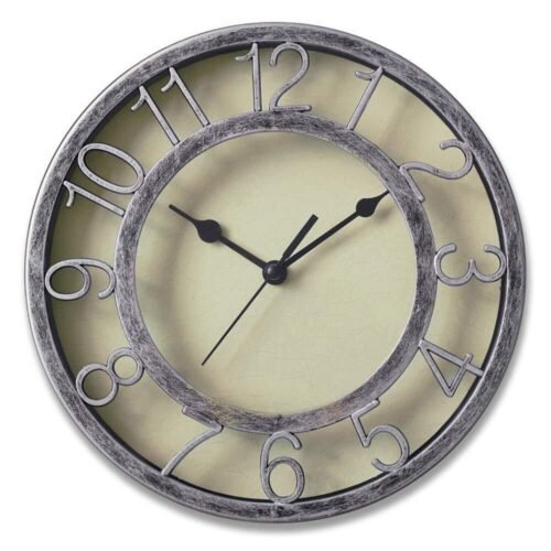 Ts 8" Silent Quartz Wall Clock Nonticking Digital Silver Clocks With 3d Numbers