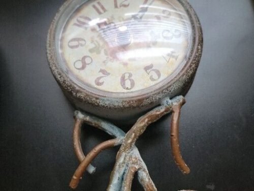 Twigs Mantle Clock Metal Rustic distressed Finish Detailed Organic Cottage