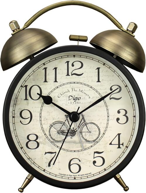 Twin Bell Alarm Clock, Retro Analog Alarm Clock Silent Non-Ticking Quartz
