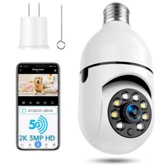 Two-Way Talk Alexa E27 Light Socket Camera for Outdoor Wireless WiFi Home...