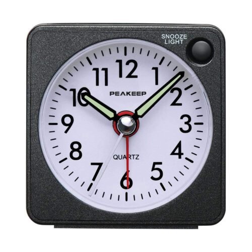 Ultra Small, Battery Travel Alarm Clock with Snooze and Light, Silent with No...