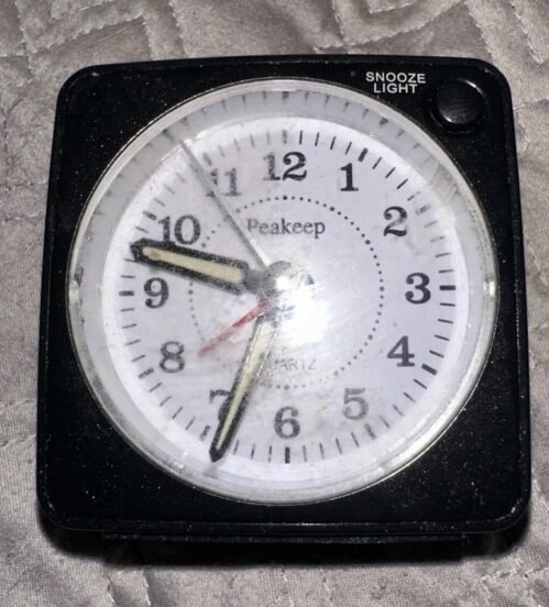 Ultra Small, Peakeep Battery Travel Alarm Clock with Snooze and Light, Silent