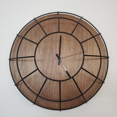 UMBRA Modern Cage Wall Clock BK/WA Walnut by Alan Wisniewski 16"