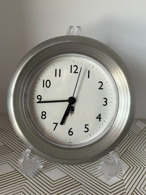 Umbra Modern Simple Brushed Aluminum Silver Wall Clock Home Decor Quartz Round