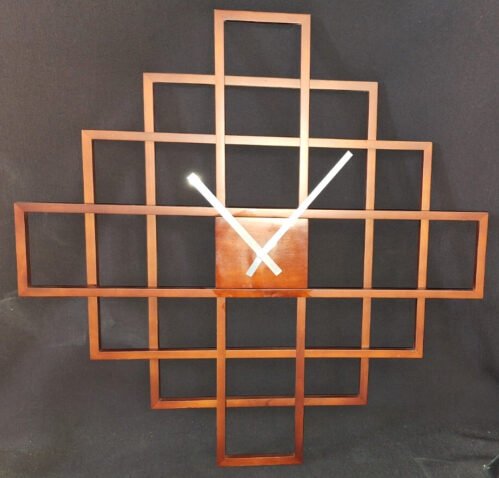 UMBRA w/TAG MCM STYLE 24" TIMEBLOCK WOOD WALL CLOCK MATT CARR LUCIANO LORENZATTI