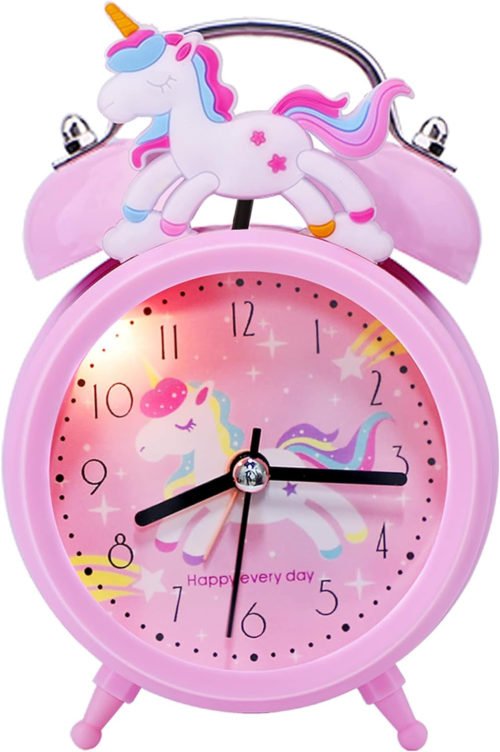 Unicorn Alarm Clock for Girls Kids, Cute Bedroom Decoration, Non Ticking Silent