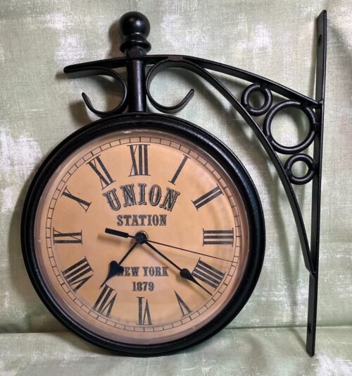 Union Station New York 1879 Vintage Look Wall Clock 13"W x 12"H, clock swivels