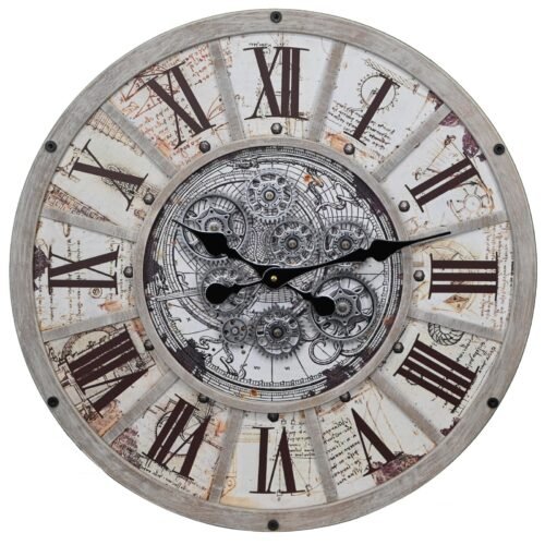Unique 21" Retro Industrial Steampunk Country Farmhouse Gear Large Wall Clock