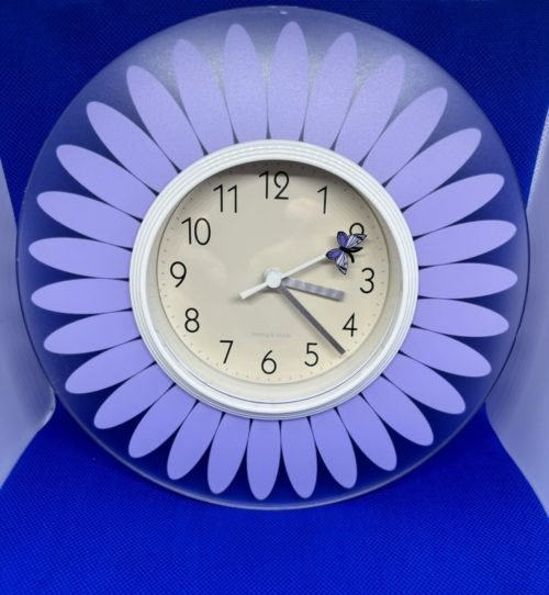 Unique 8” Round Butterfly Second Hand Children’s Wall Clock