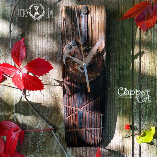 Unique Designer Wooden Wall Clock Grunge Recycle Natural wood Modern Art