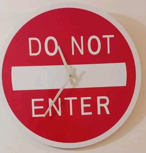 Unique Do Not Enter Wall Clock Red And White Office Bedroom Garage Man Cave