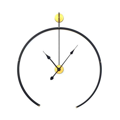 Unique Half Round Design Time Piece Home Office Wall Hanging Metal Wall Clock