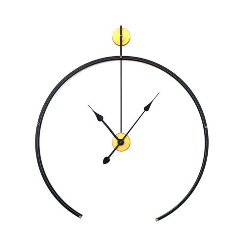Unique Half Round Design Time Piece Home Office Wall Hanging Metal Wall Clock
