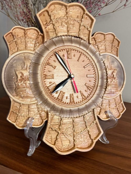 Unique Hand Made Designer Wooden Desk Table Clock With Image Ship Stand Vintage