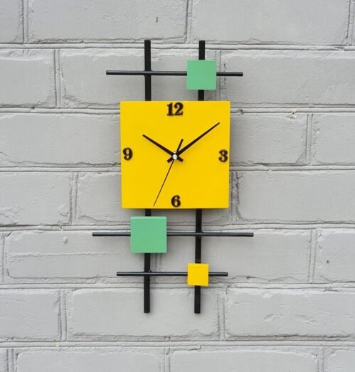 Unique Housewarming Gift Wall Clock Large Geometric Industrial Two-tone Colorful