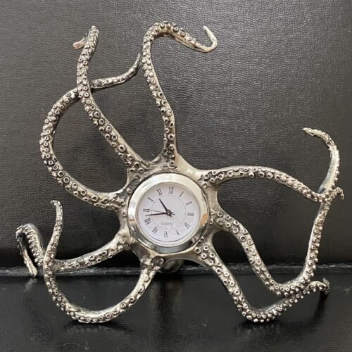 Unique Mid Century Modern Octopus Stainless Steel Quartz Decorative Desk Clock
