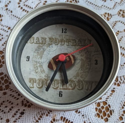 Unique Vintage Look Football Clock. Desk Or Shelf. Excellent Condition