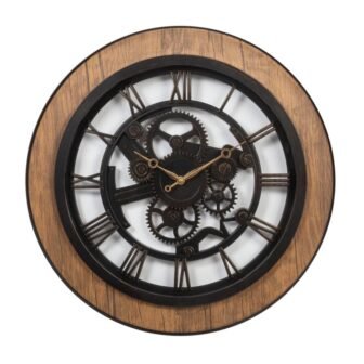 Unique Vintage Round Wall Clock, 20 inches, Black