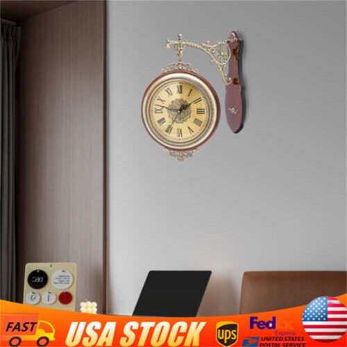 Unique Wooden Wall Clock Quartz Clock Silent Clock Non-Ticking Double Sided