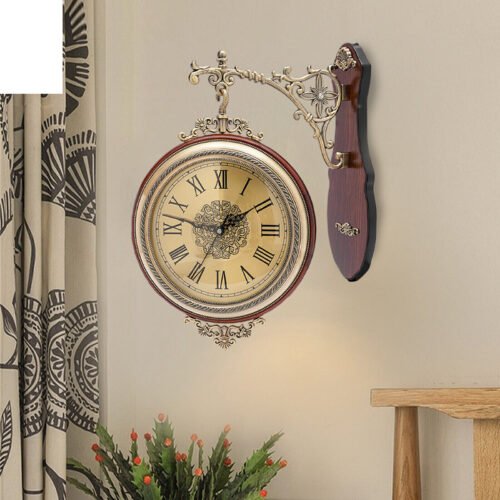 Unique Wooden Wall Clock Quartz Clock Silent Clock Non-Ticking Double Sided