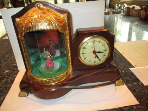 United Clock in Wooden Case with Dancing Ballerina