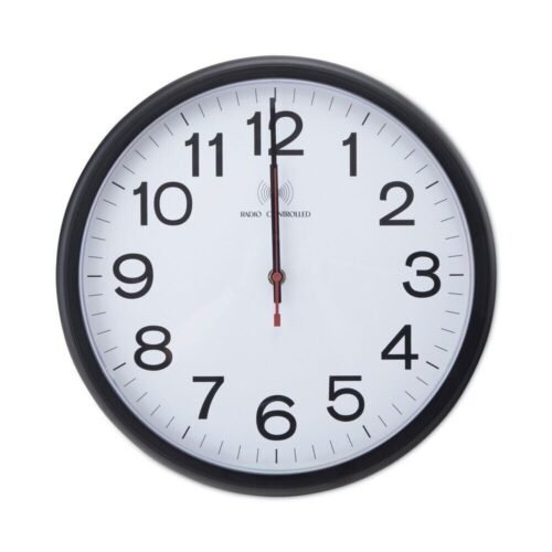 Universal 10417 13-1/2" Deluxe In/Outdoor Atomic Clock - Black, White Face New