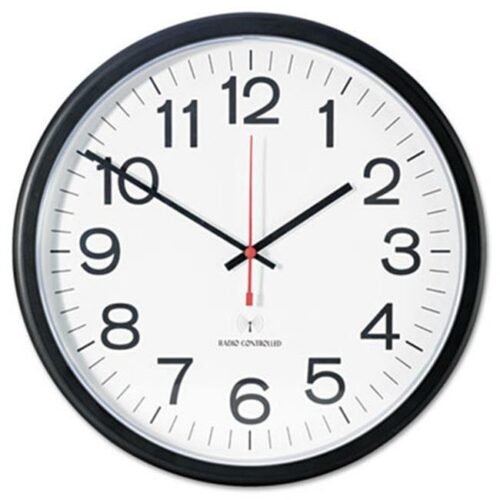 Universal 10417 Indoor-Outdoor Clock- Atomic- 13.5 in.- Black