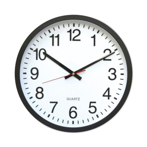 Universal 10431 Classic 12.63 in. Cordless Round Wall Clock - Black New