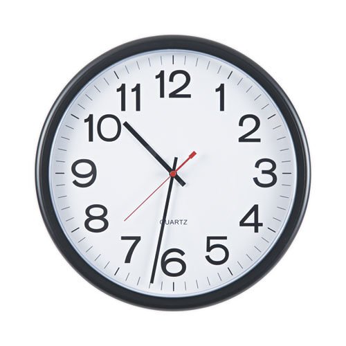 Universal Indoor/outdoor Round Wall Clock, 13.5" Overall Diameter, Black Case, 1