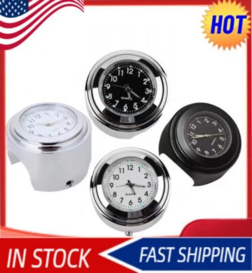 Universal Motorcycle Bike Handlebar Clock Quartz Mount Waterproof Thermometer
