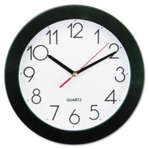 Universal Office Products 10421 Round Wall Clock, 9-3/4", Black