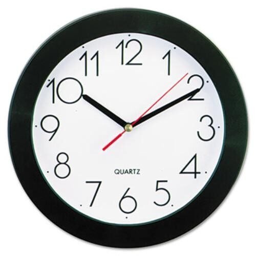 Universal Office Products 10421 Round Wall Clock, 9-3/4", Black