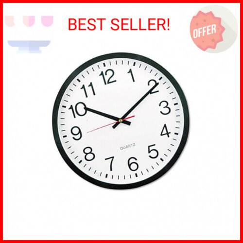 Universal UNV10431 Classic 12.63 in. Cordless Round Wall Clock - Black