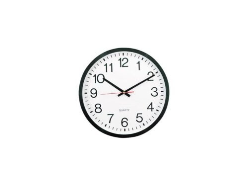 Universal UNV10431 Round Wall Clock, 11-1/2 in, Black