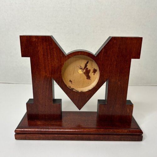 U of Michigan Wolverines Wooden Desk Clock Logo Frame Picture Display NCAA Logo