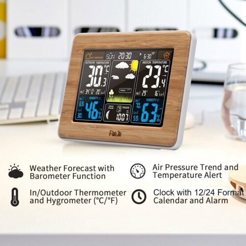 Upgraded Digital LCD Indoor & Outdoor Weather Station Clock Thermometer Wireless