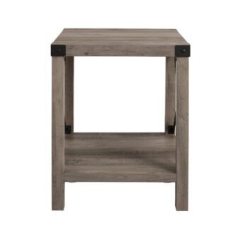 Urban Industrial 18 in. Grey Wash Square Metal X Accent Side Table...
