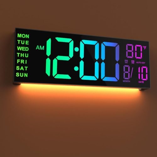 US 16" Large DigitalWall Clock with Remote Control with Big LED Screen Dispaly