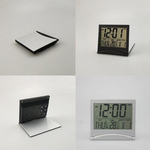 US 2 Pack Digital Travel Alarm Clock Large Number Foldable LCD Compact Display