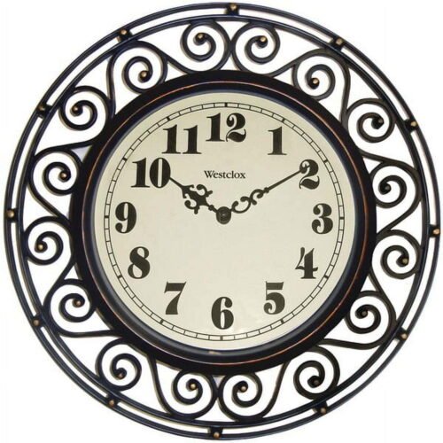 USA Wrought Iron Style Bronze Analog Quartz Accuracy 12" Round Wall Clock