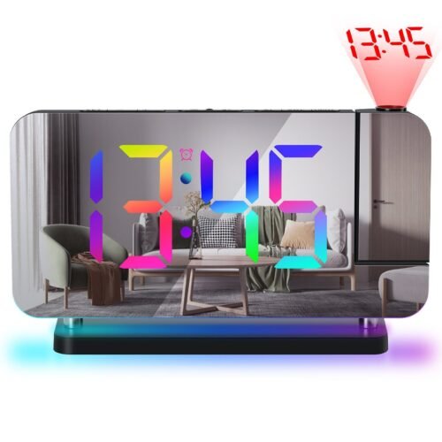 USB LED Digital Projection Alarm Clock with 180° Rotatable Projector,Dual Alarms