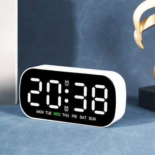 USB Power Digital Alarm Clock Temperature Date Week Dual Alarm 12/24H LED Clock