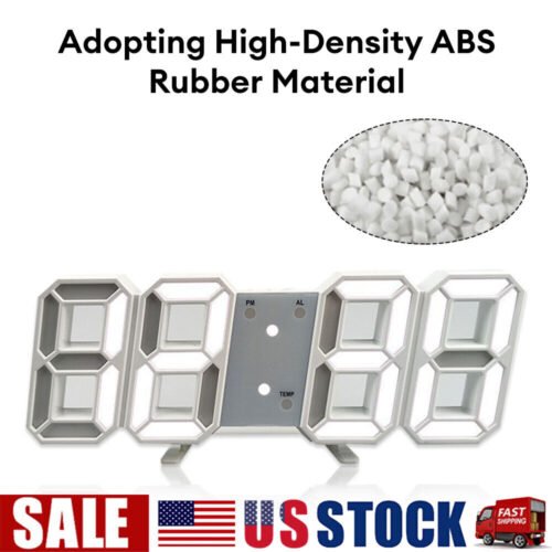 US Large LED Digital Alarm Clock Desk Table Wall Snooze Timer 3D Display USB