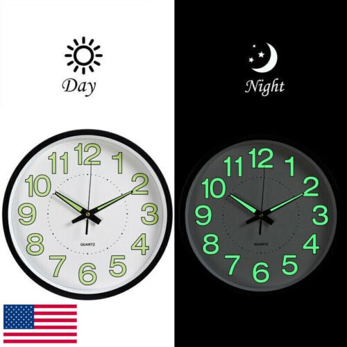 US Large Luminous Wall Clocks Glow In The Dark Silent Home Digital Clock Decor