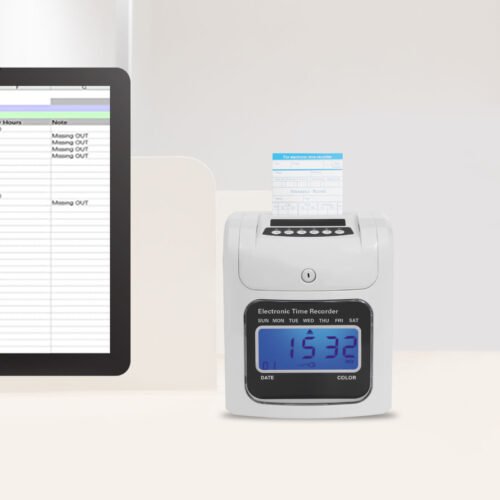 US LCD Employee Attendance Machine Time Clock Punch Card Machine Office+50 Cards