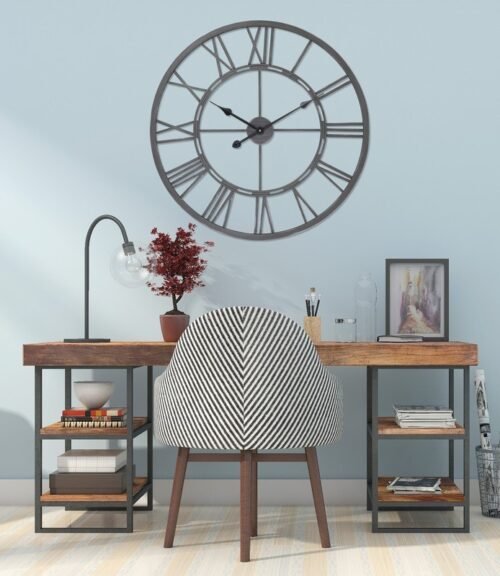 UTOPIA ALLEY CL60GY Oversized Roman Round Wall Clock - Large Wall Clock